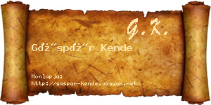 Gáspár Kende névjegykártya